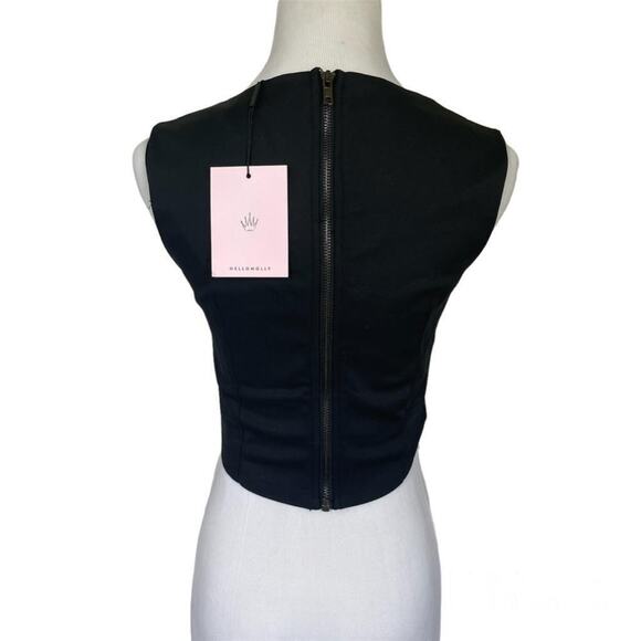 NEW NWT S Hello Molly Big Leagues Crop Black Corset Sleeveless Top Blouse - Picture 5 of 5